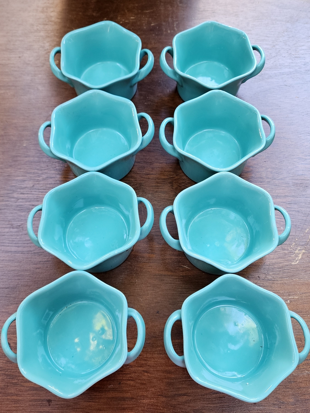 BIA Cordon Bleu Hand Glazed Scalloped Ramekins Turquoise Aqua Set of 8